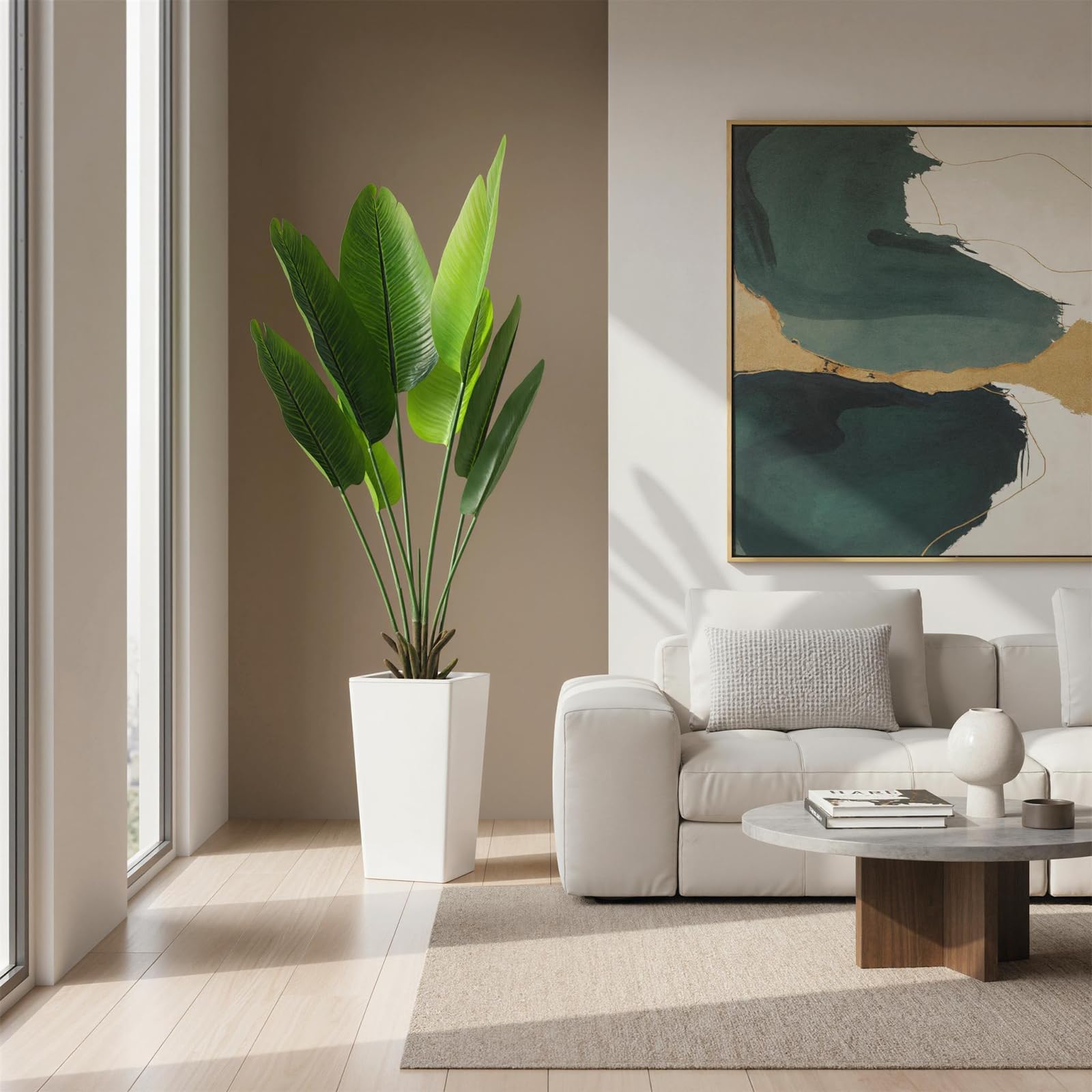 Maceta blanca alta para base estable de la planta artificial