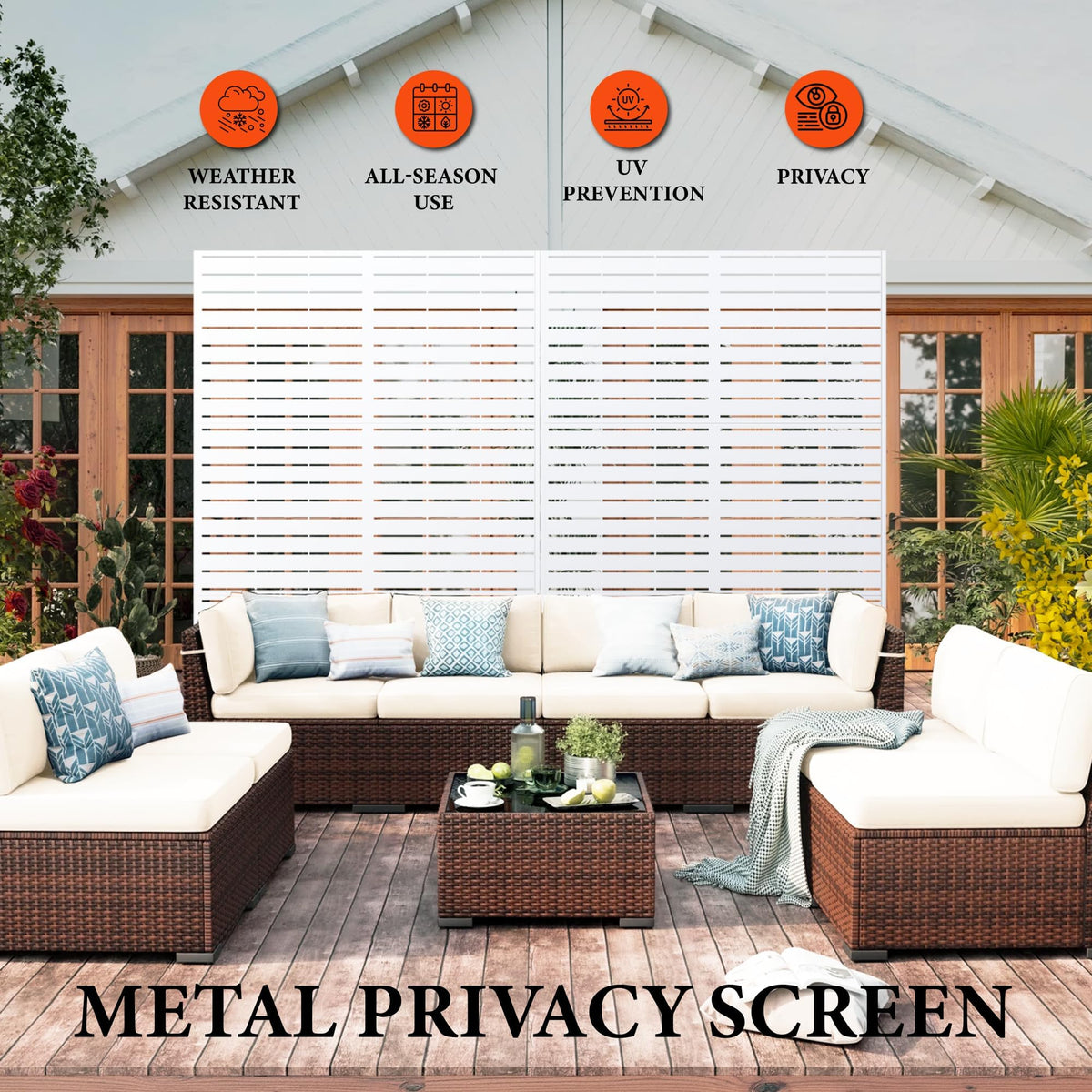 Panel decorativo Garvee blanco como divisor de jardín y partición de patio versátil